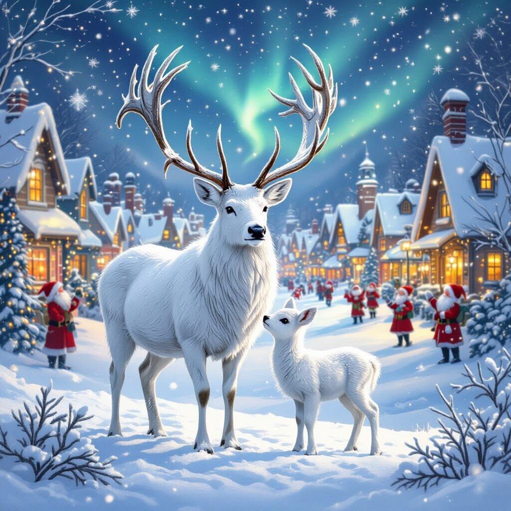White Stags in North Pole Christmas Town