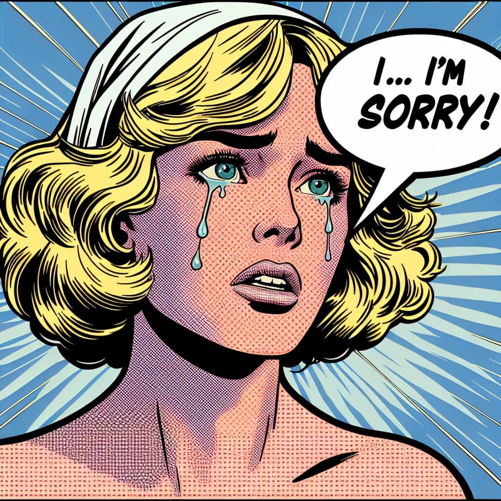 Pop Art Eve Says 'I'm Sorry' in Pointillist Style