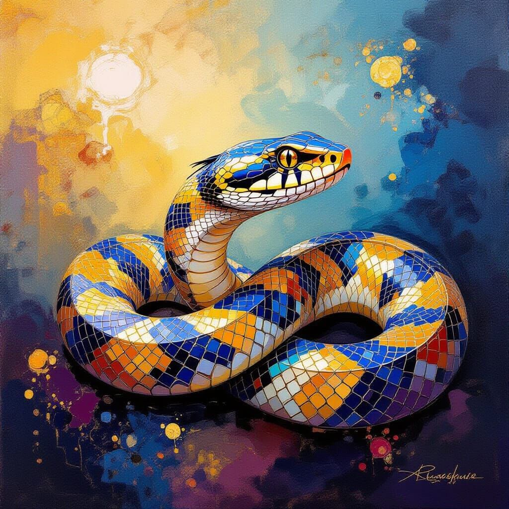 Rattlesnake in Abstract Expressionist Style