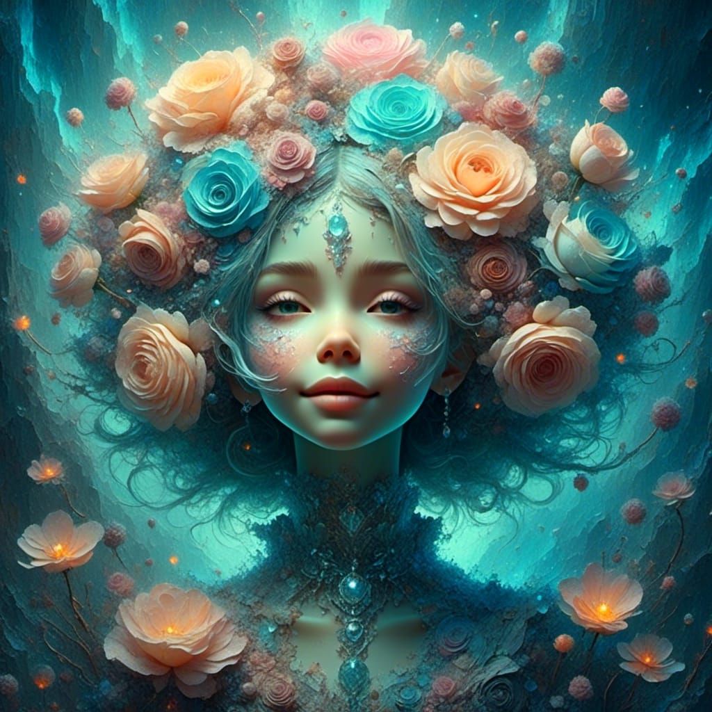 Psychedelic Pastel Flower at Sunrise, Dreamlike Art