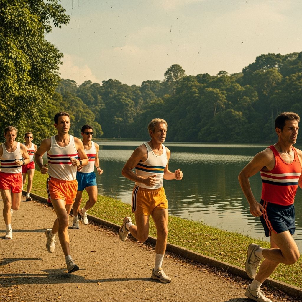 Retro Runners at MacRitchie Reservoir in 1970s Style