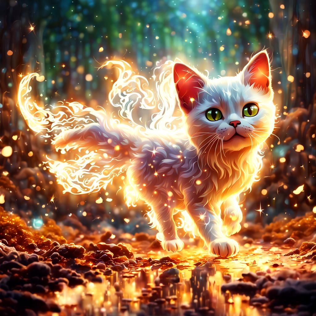 Mystical Cat Embarks on Whimsical Journey