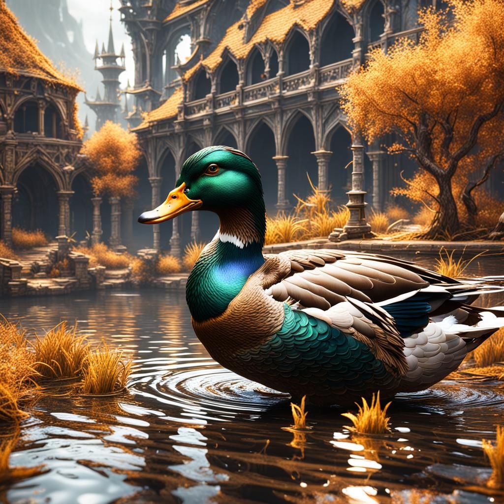 Fantastical Duck in Detailed Matte Painting