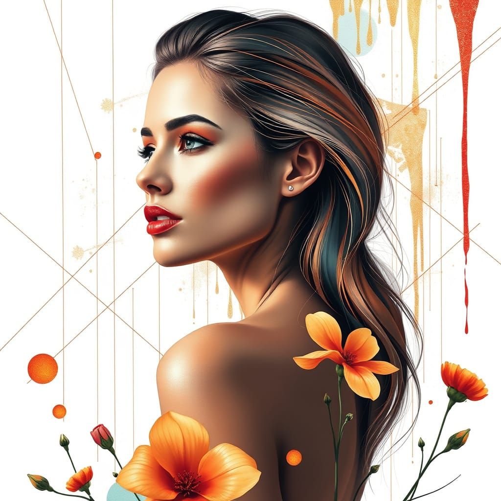 Surreal Geometric Goddess in Vibrant Colors