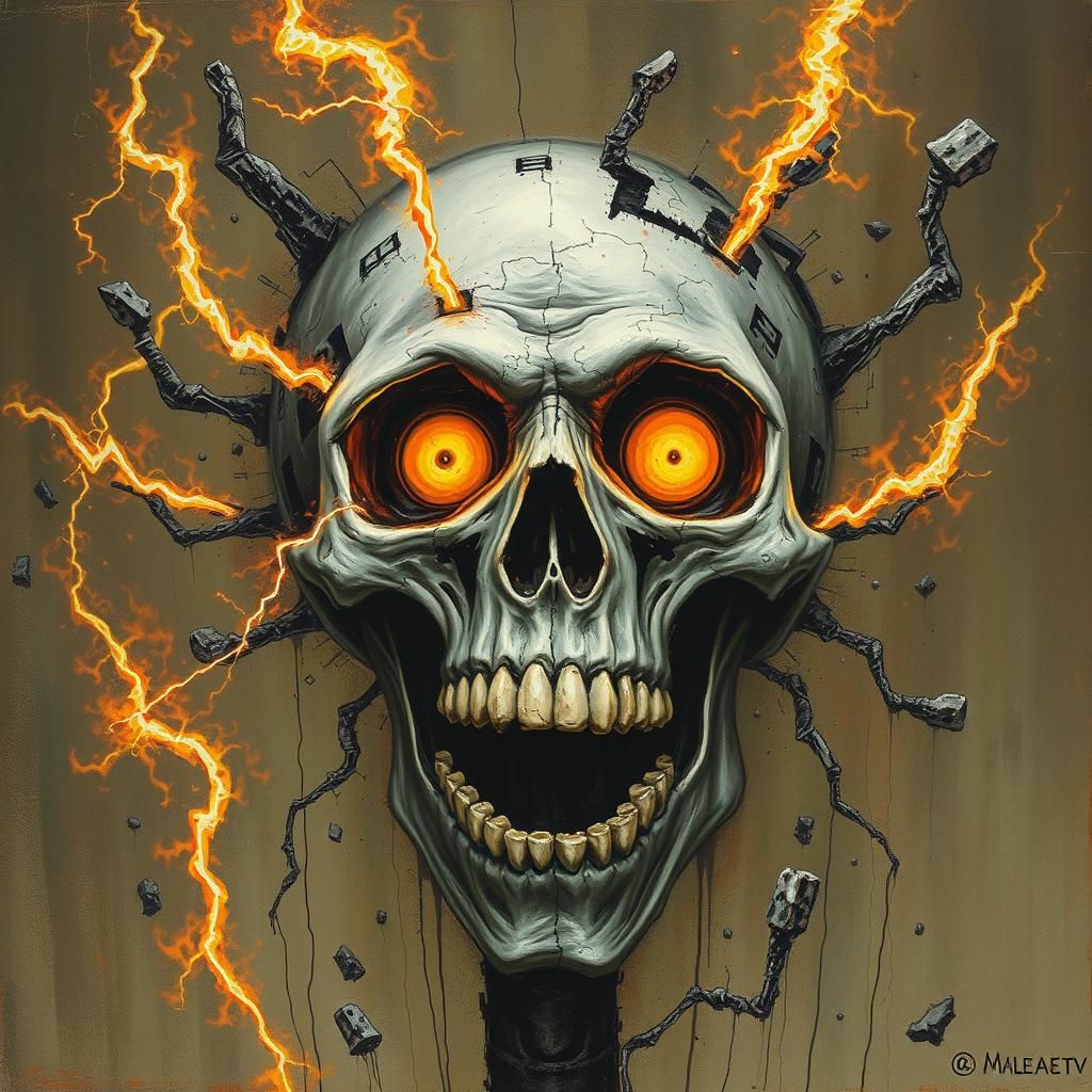 Surprised Skull Face in Dark Fantasy Style