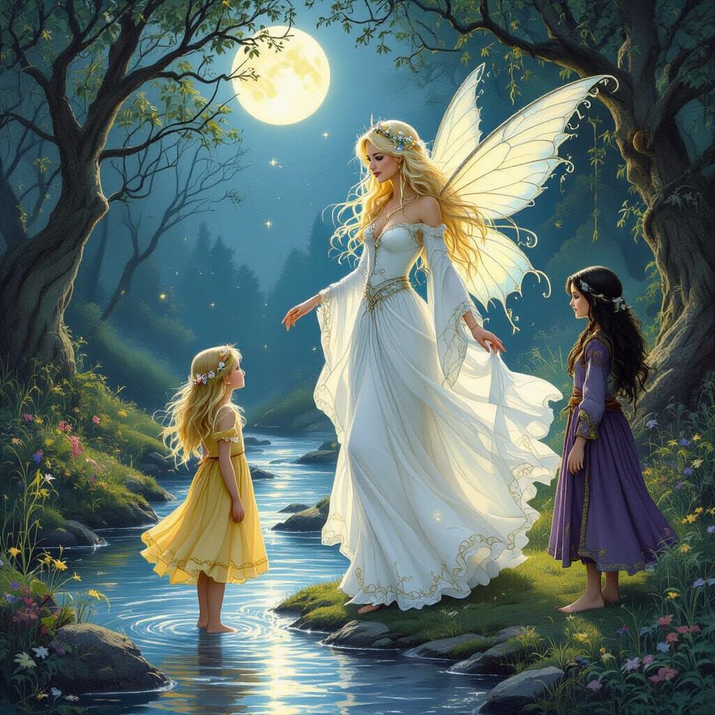 Enchanted Fairy Dance in Moonlit Forest