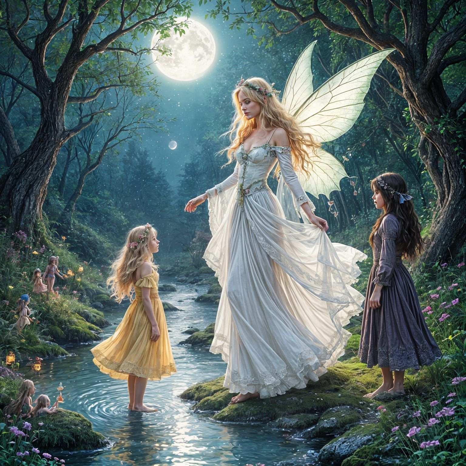 Midnight Fairy Dancing in Enchanted Forest