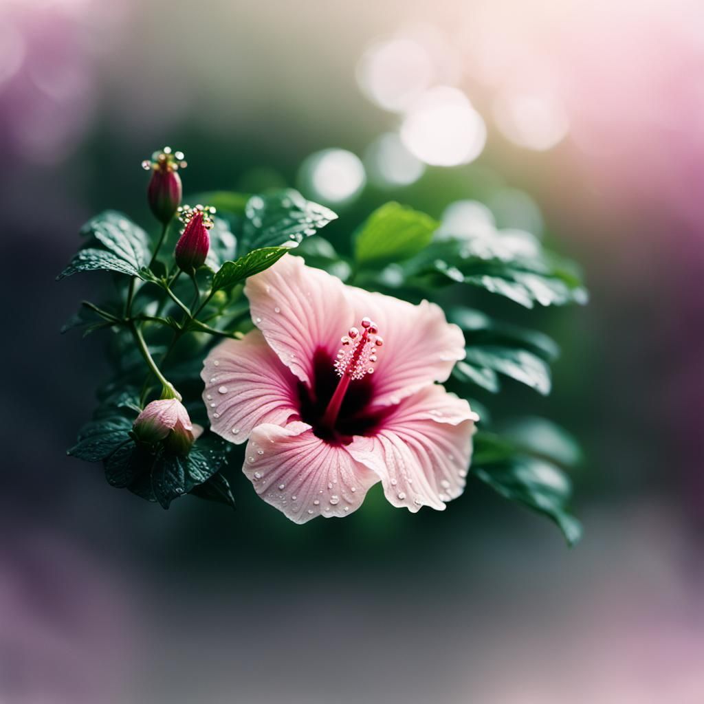 Hibiscus Flower Close-Up in Film Photography Style