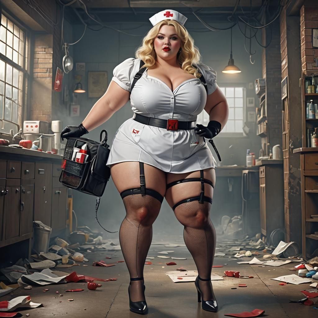 Blonde Nurse with Garter Belt in Fantasy Art