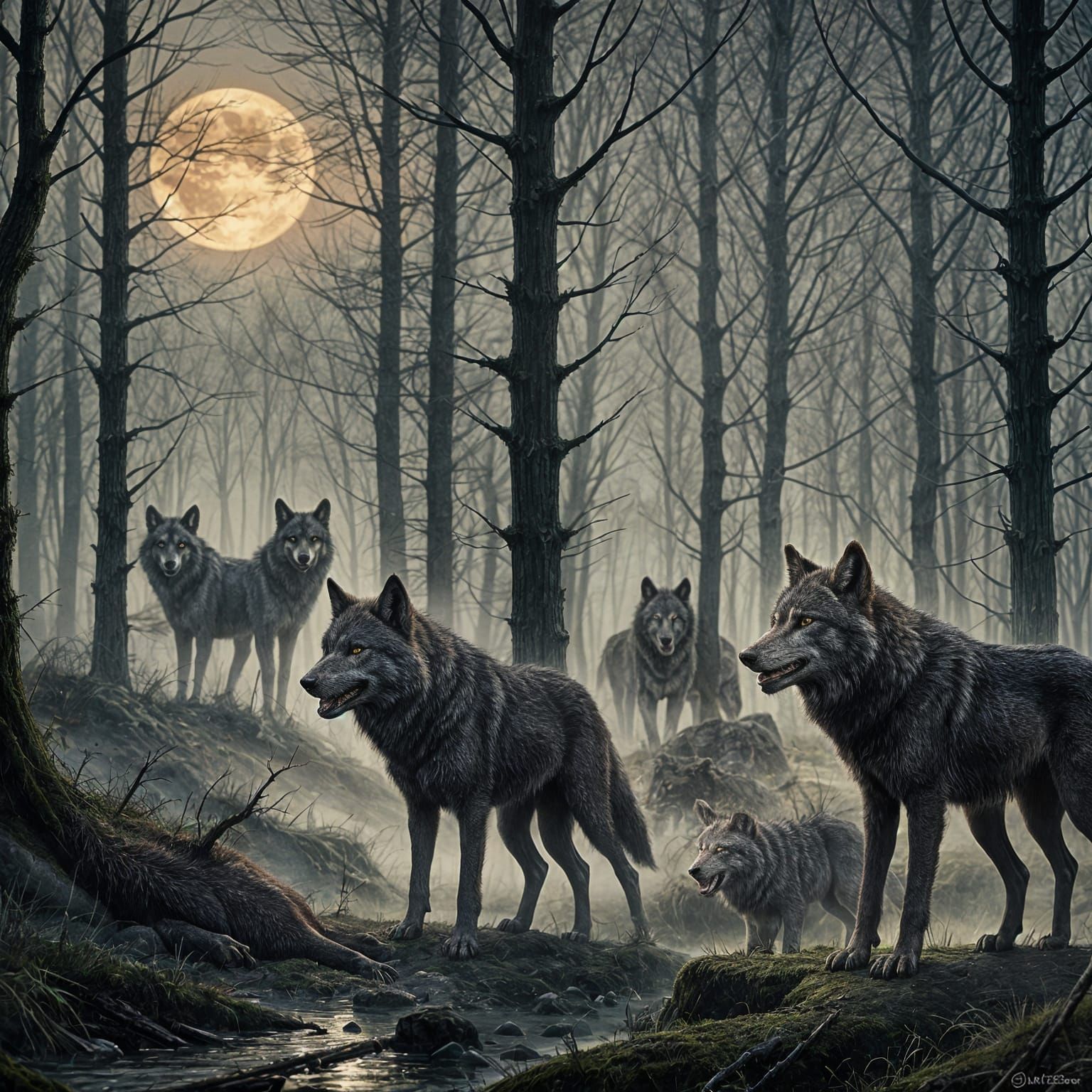 Grimdark Fantasy Wolves Prowling in the Dark