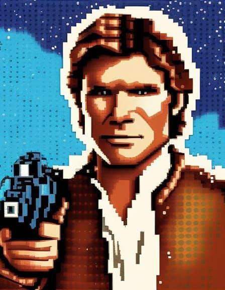 Han Solo Portrait in 8-bit Pixel Art Style