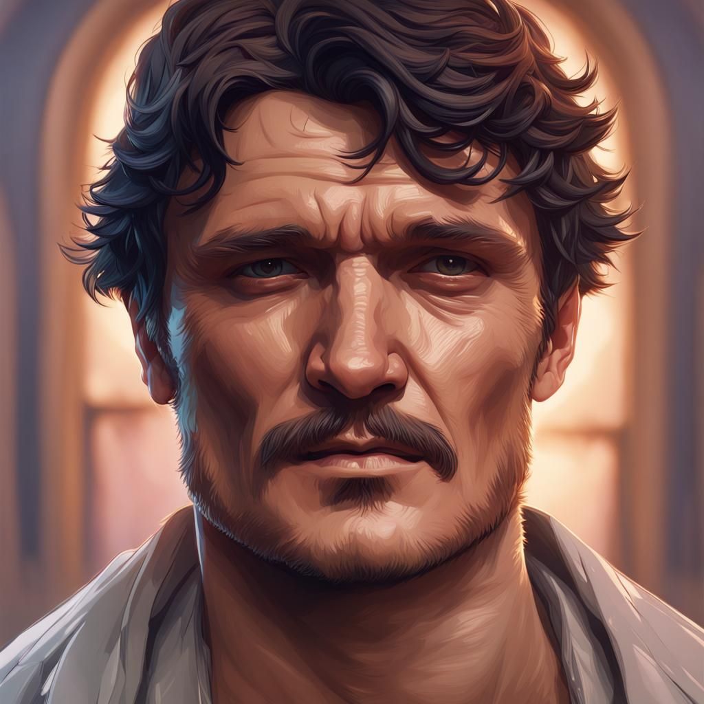 Hyperdetailed Portrait of Pedro Pascal in Digital Art Style