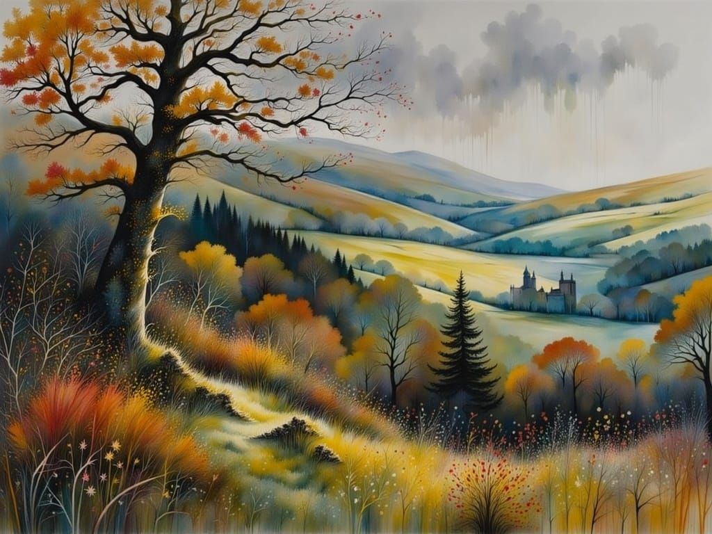 Scottish Autumn Landscape in Evening Light