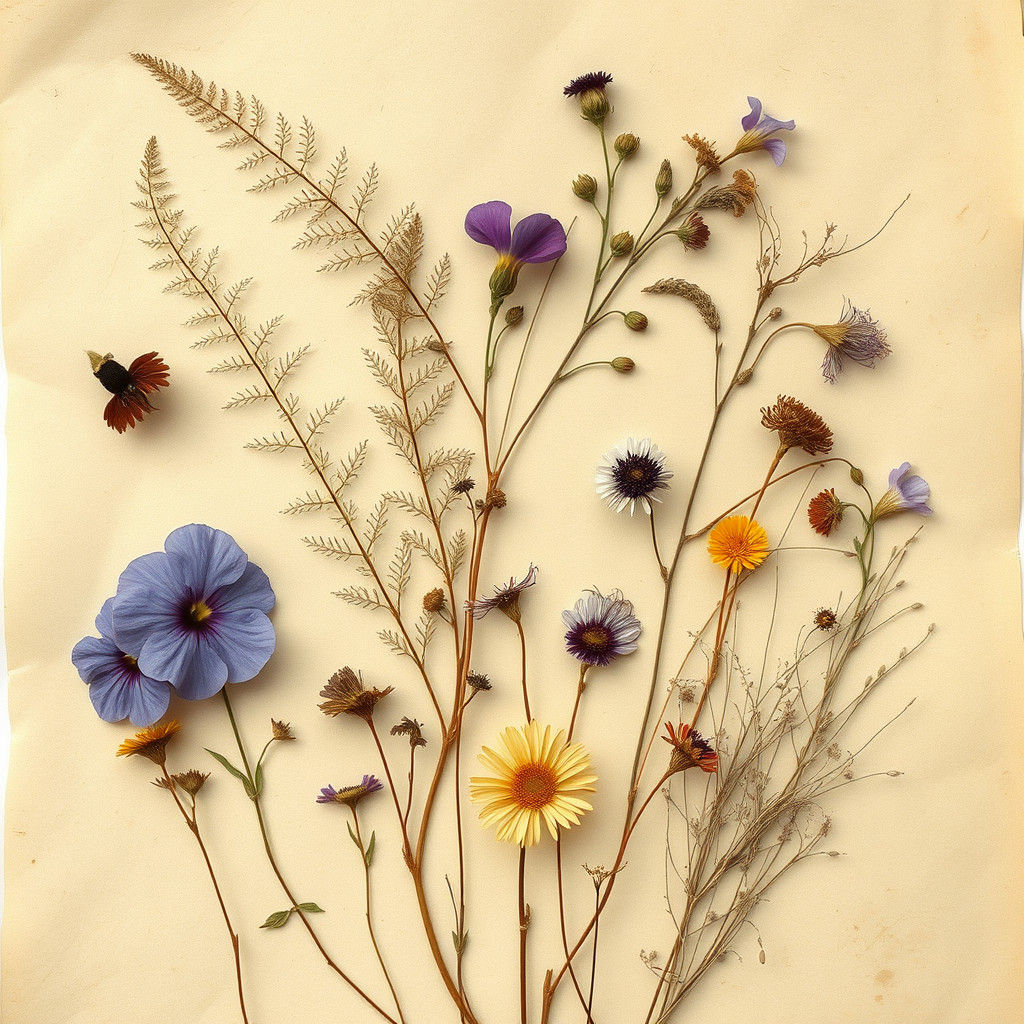 Vintage French Pressed Botanicals on Antique Paper