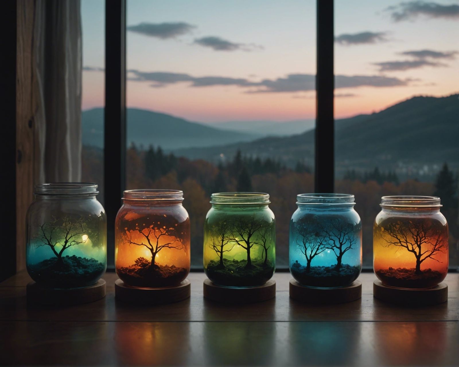 Surreal Jars Representing the Four Seasons