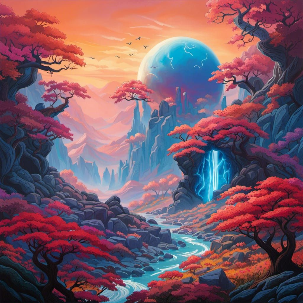 Apple in Summer and Winter Bubble: Digital Art