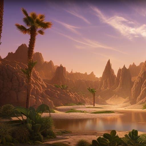Desert Oasis Mirage Fantasy Concept Art