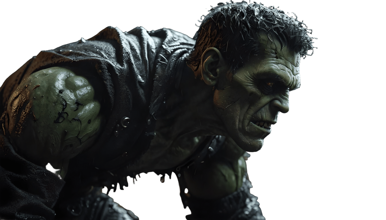 Frankenstein Monster in Action Pose, Photorealistic Horror
