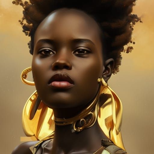 Black and Gold Portrait of African Girls