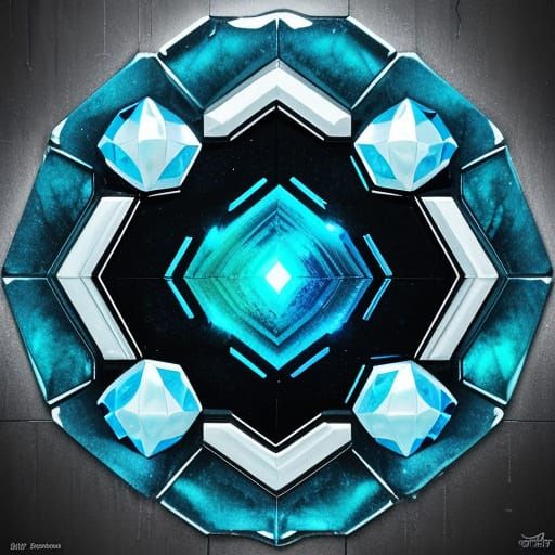 Abstract Frozen Glass Graffiti Art with Luminescent Elements