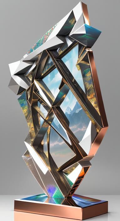 Geometric 3D Abstract Metalwork Digital Illustration