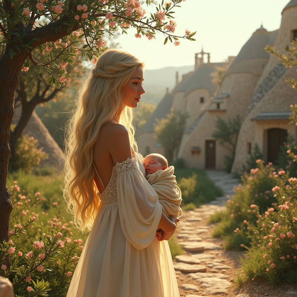 Kjolle holding her new baby, Pujol