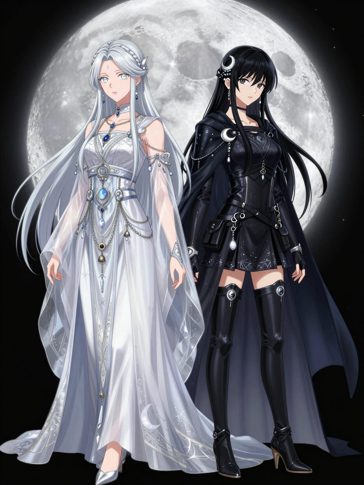 Moon Empress and Night Leaning Moon in Regal Attire
