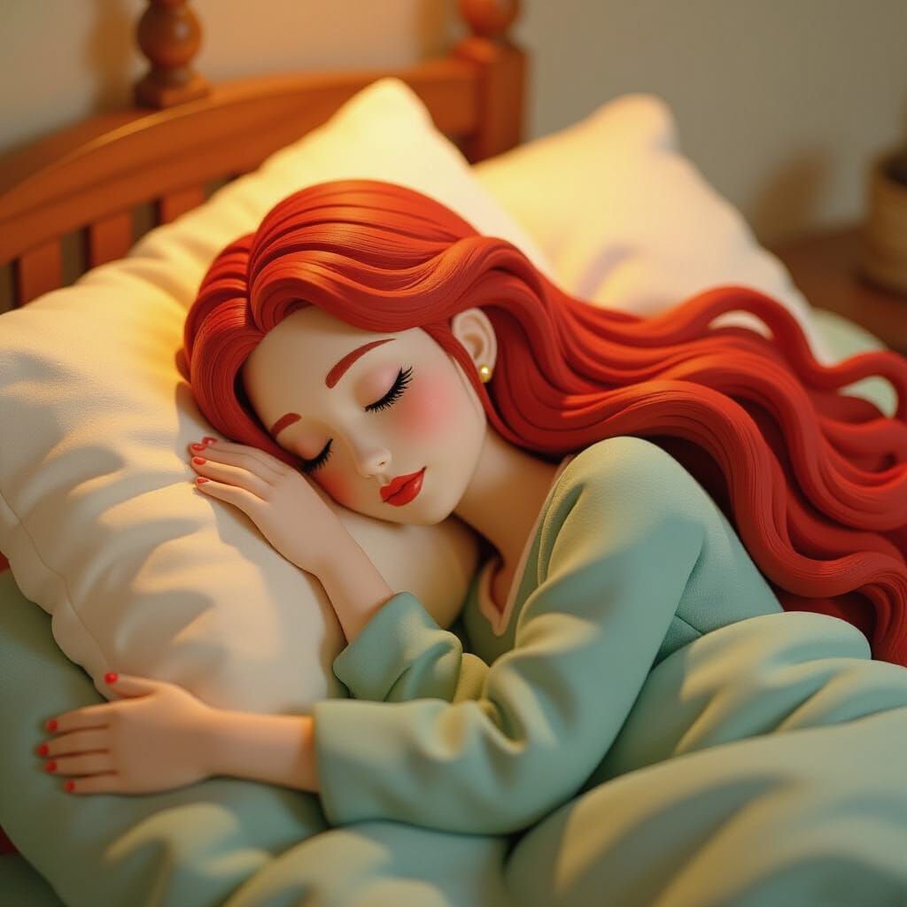 Japanese Woman Sleeping, Sculpted from Clay