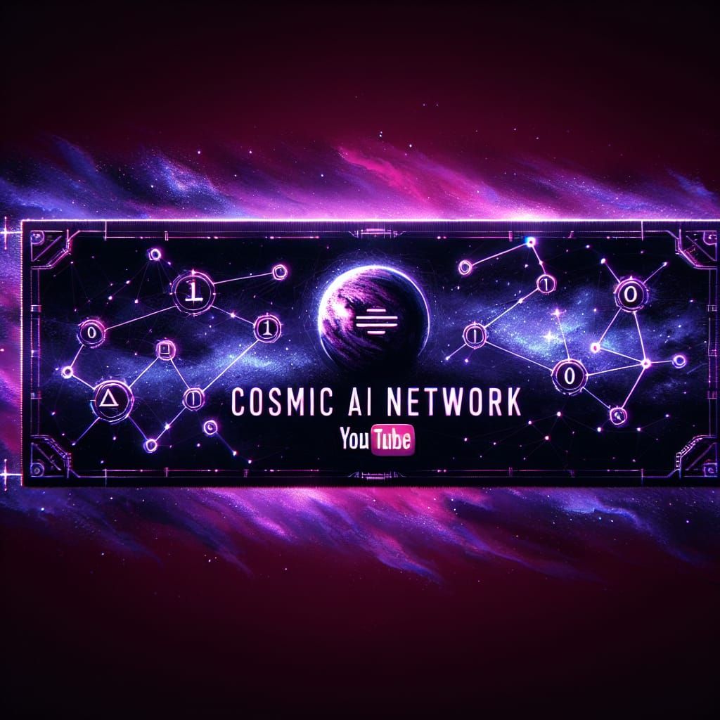 Cosmic AI Network YouTube Banner: Sci-Fi Concept Art