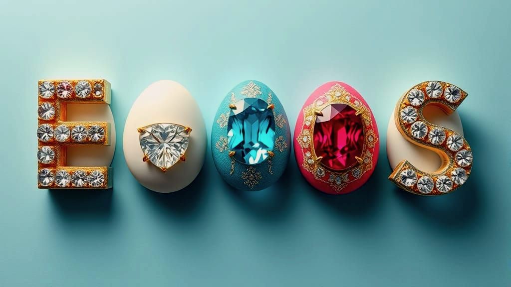 Fabulous Eggs Spelled Out in Jewels