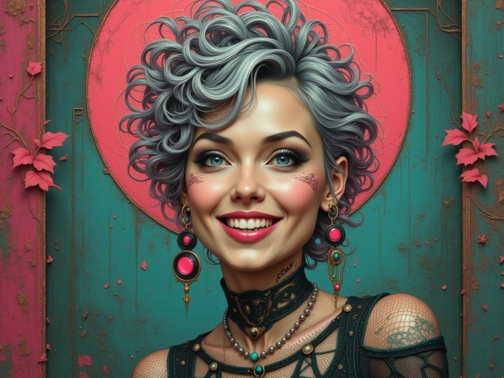 Punk Doctor with Asymmetric Hair in Vibrant Colors