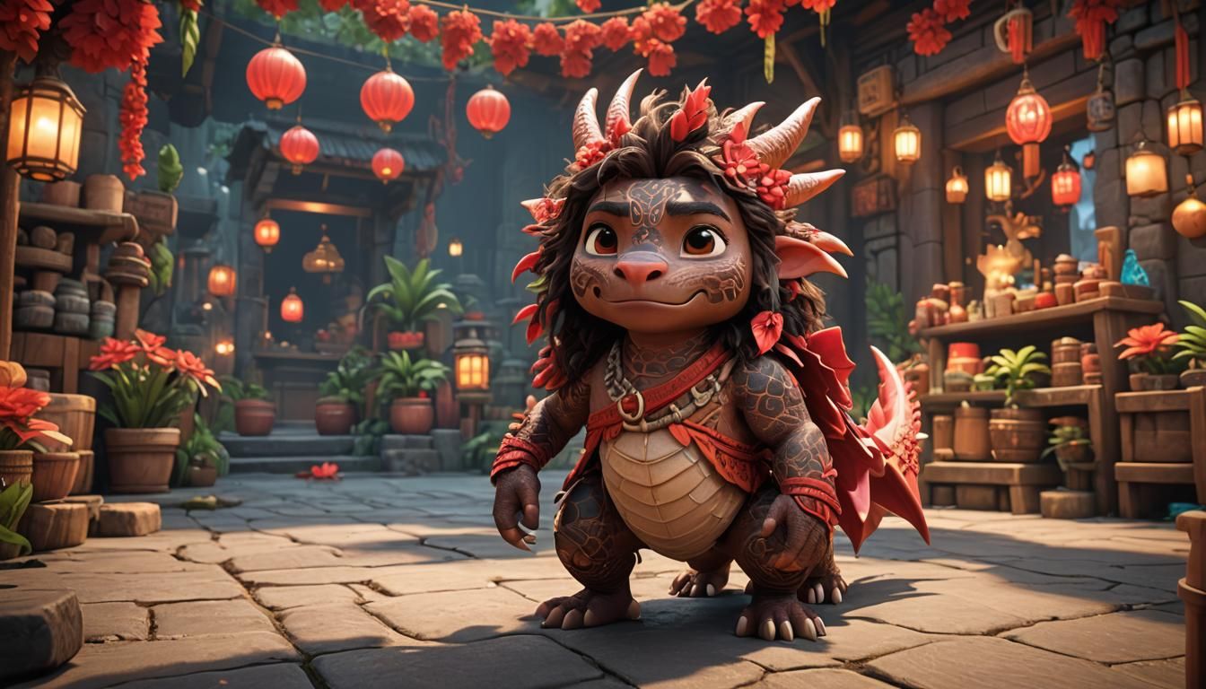 Moana Ghibli Dragon in Store, 3D Game Art