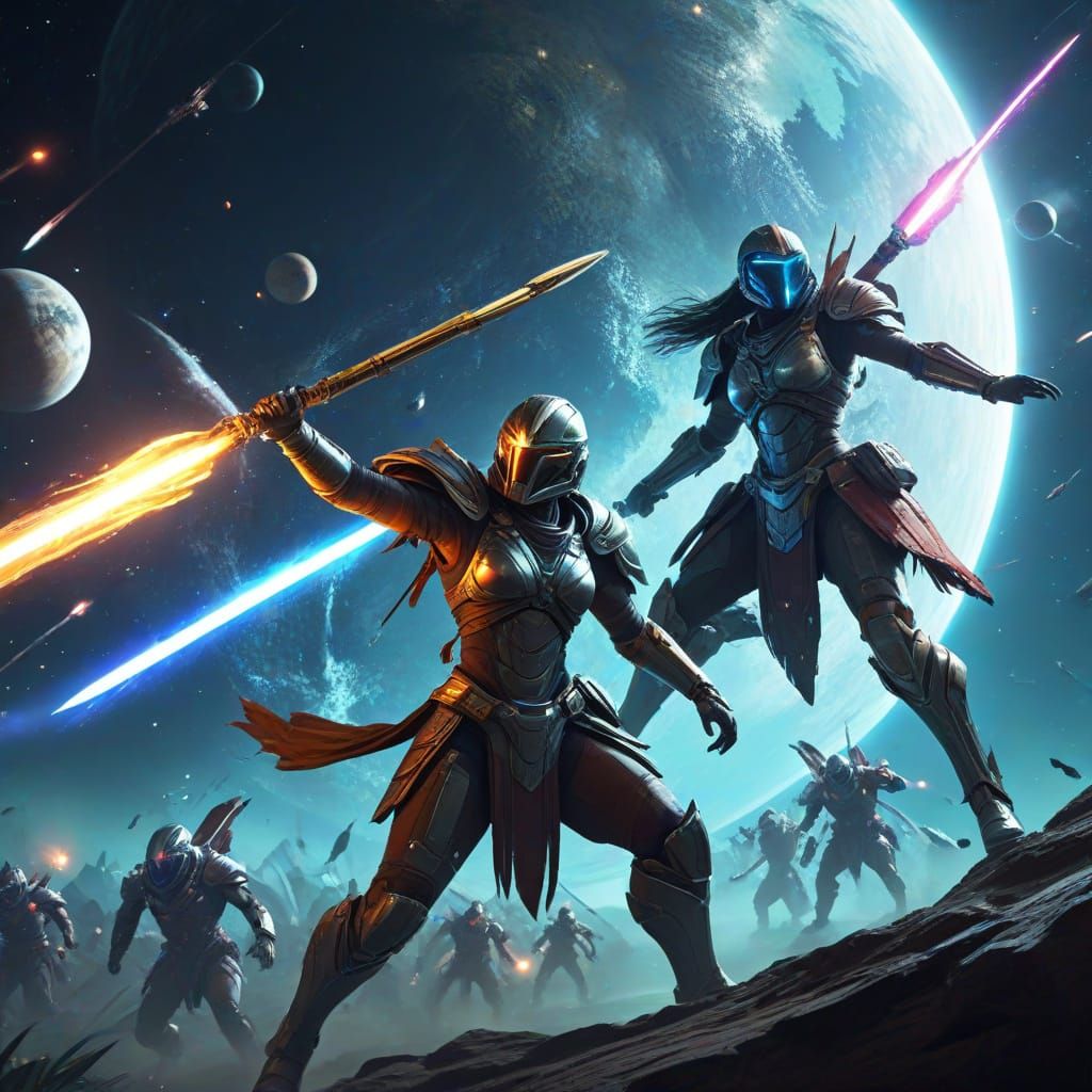 Ancient Amazonians Battle in Space with Glowing Swords