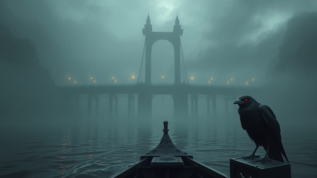 Surreal Bridge to the Afterlife in Misty Twilight