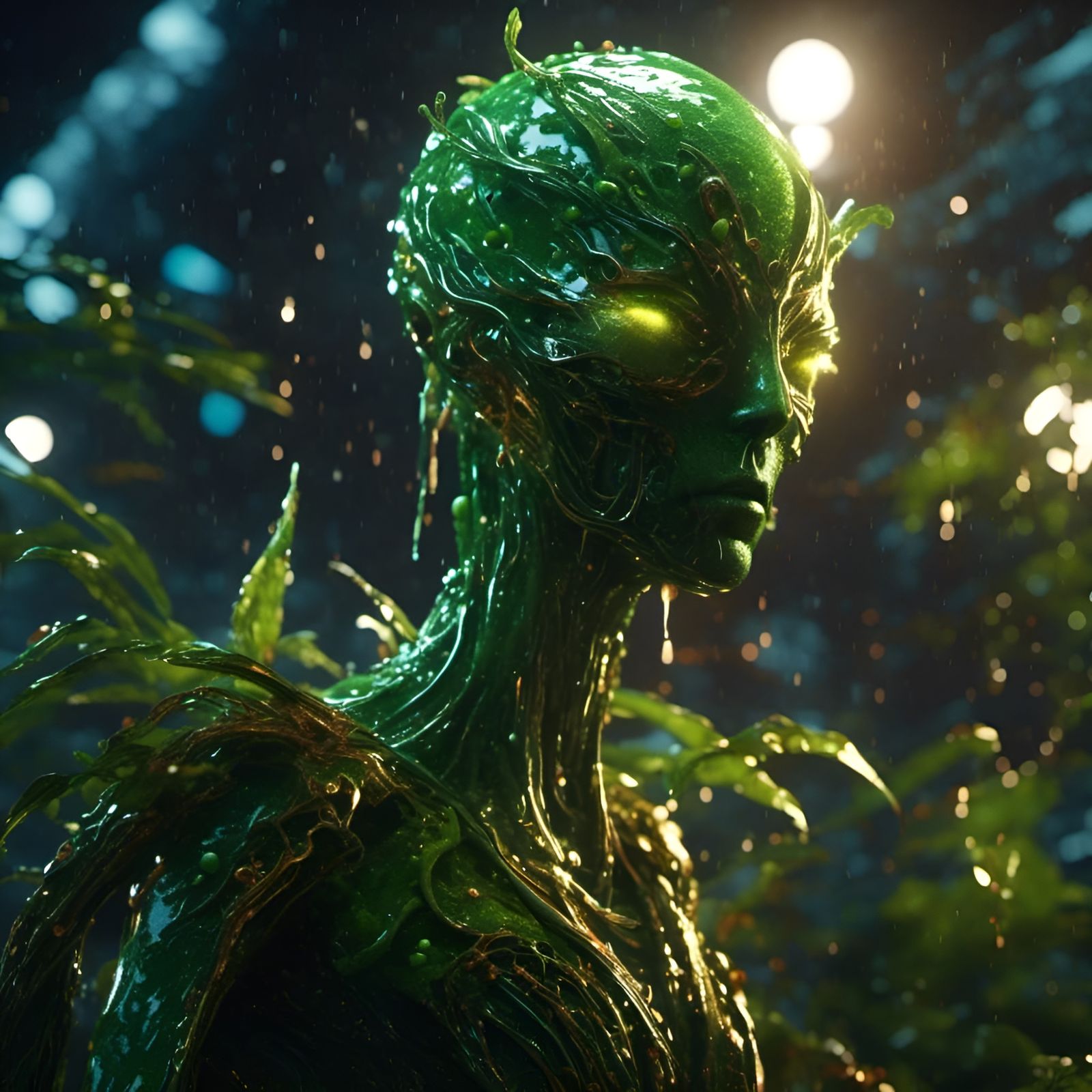 Glowing Slime Plant Creature Portrait