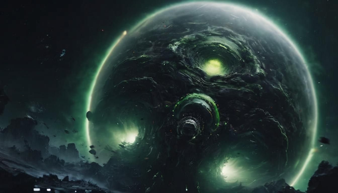 Borg Planet Disappearing into Wormhole: Cinematic Action