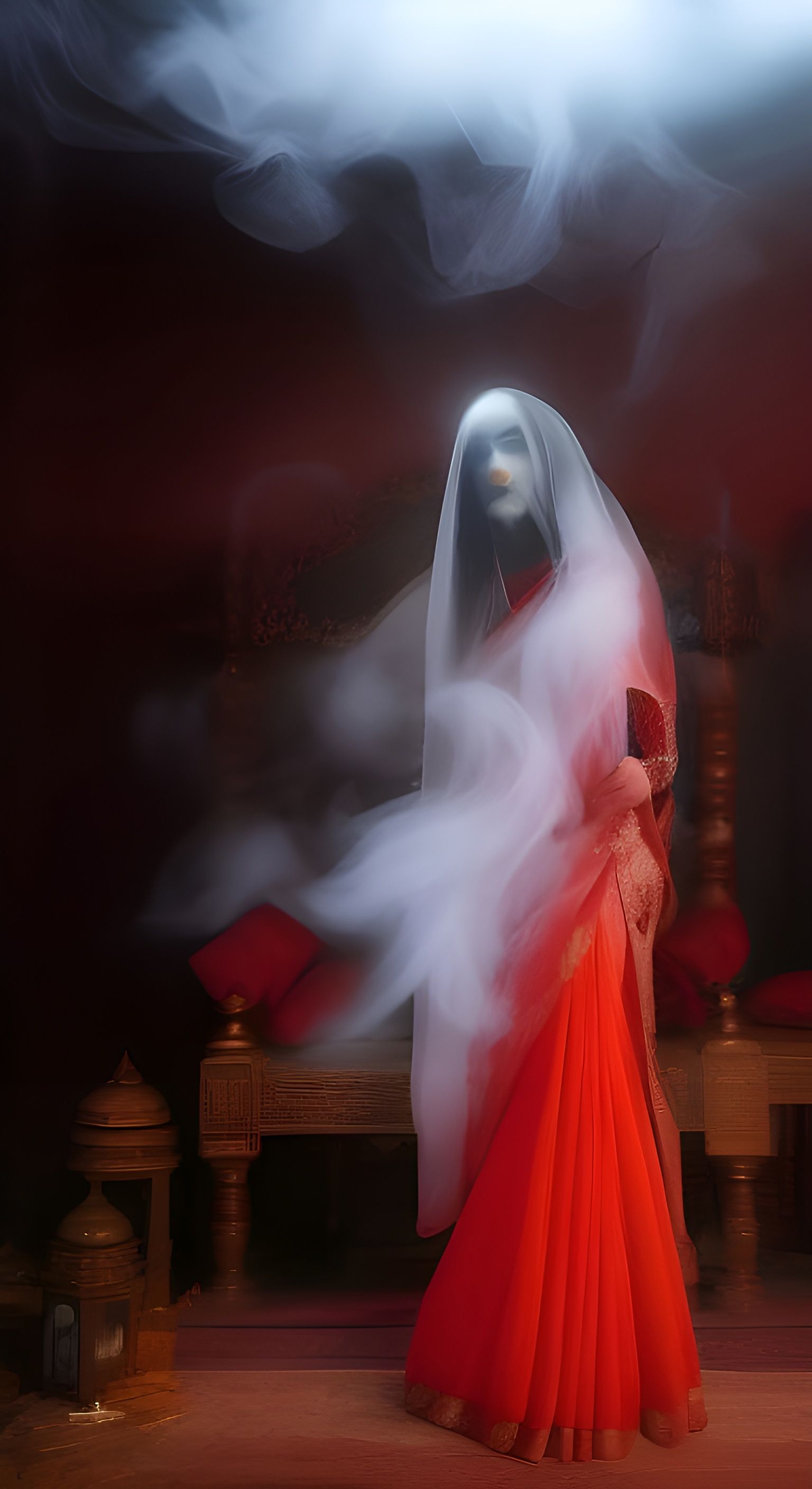 Horrific Ghostly Figure in Haunted House