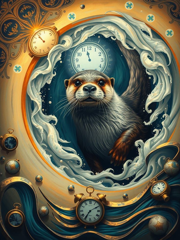 Otter in Iridescent Mist: A Surreal Masterpiece