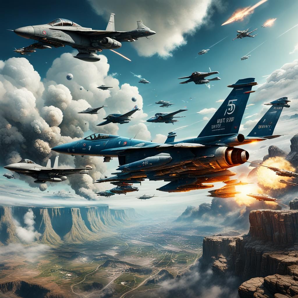 UFOs Dogfight with Fighter Jets: Matte Painting