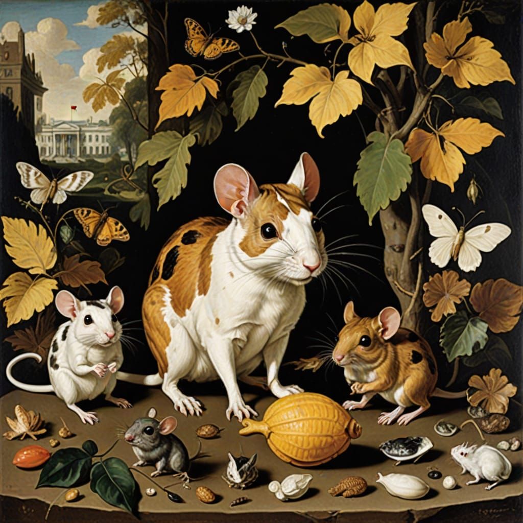 Surrealist Masterpiece: Rodent Diplomats in the Oval Office