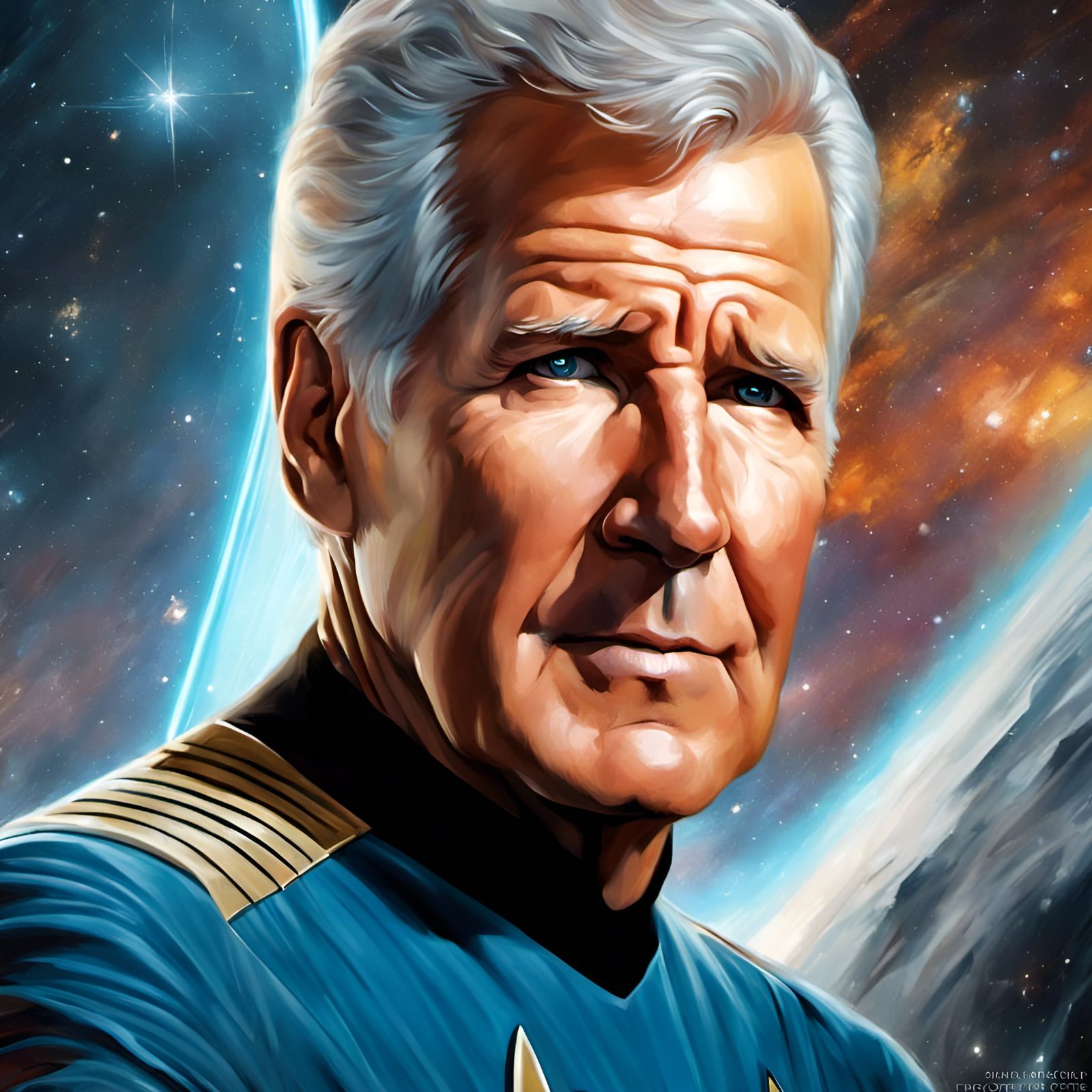 Captain Kirk Portrait in Artgerm Style