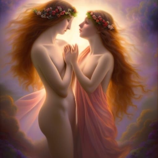 Aphrodite and Persephone: Lovers in a Rose Garden