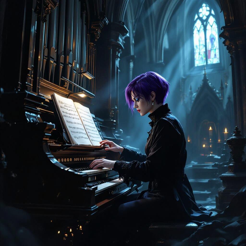 Spectral Organist Plays Beneath Gothic Cathedral in Mystical...