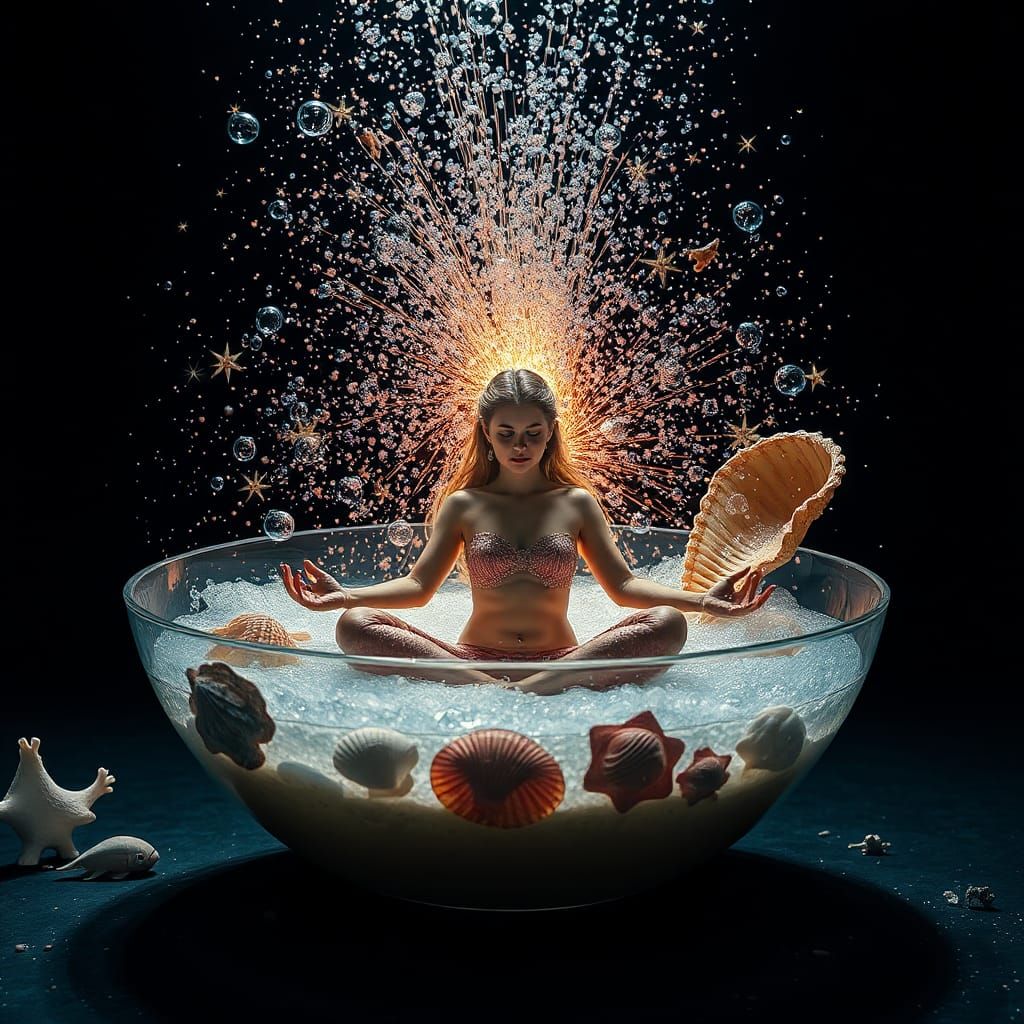 Surreal Mermaid Meditation in Sparkling Bowl