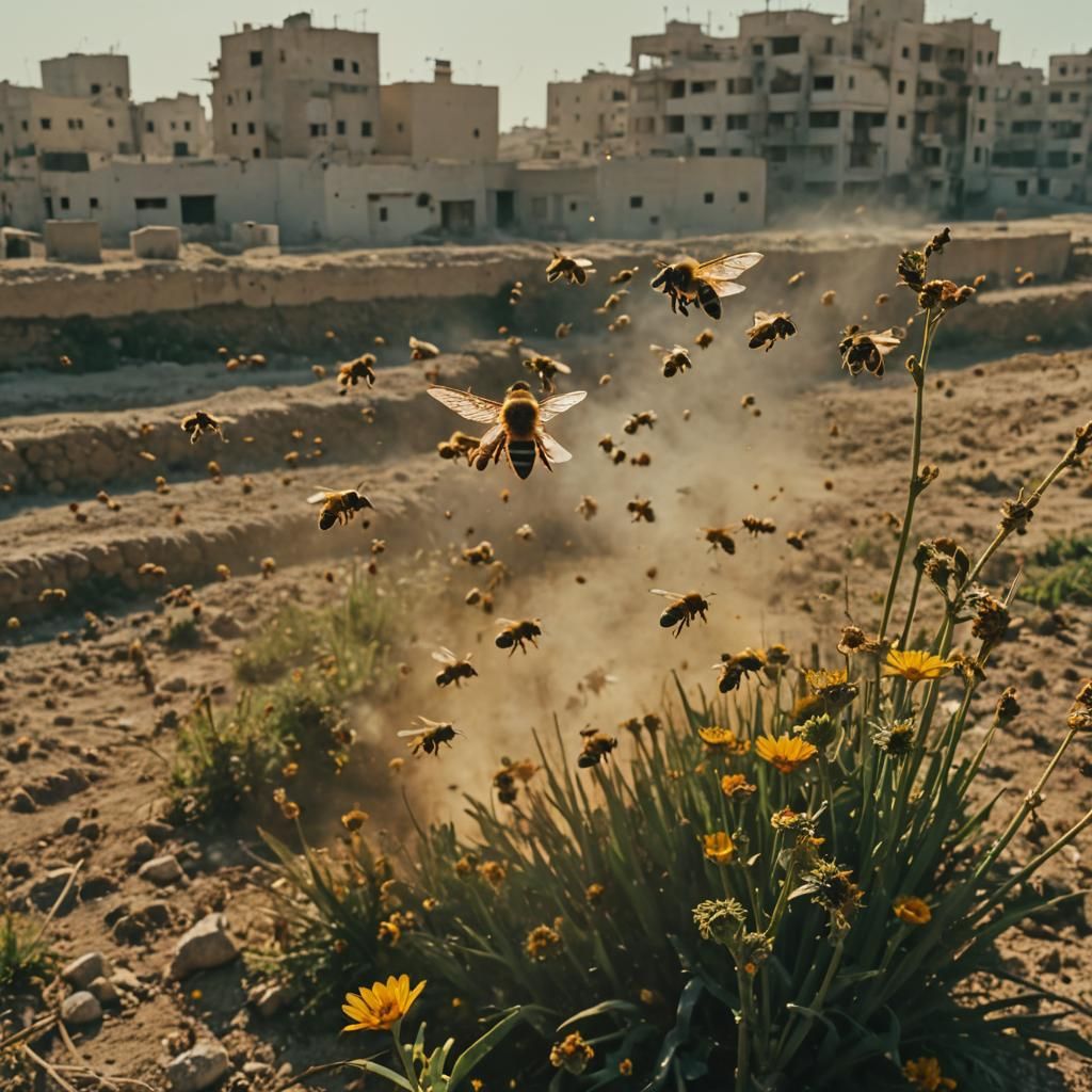 Bees, Honey, and a Lion in Gaza: Cinematic Still