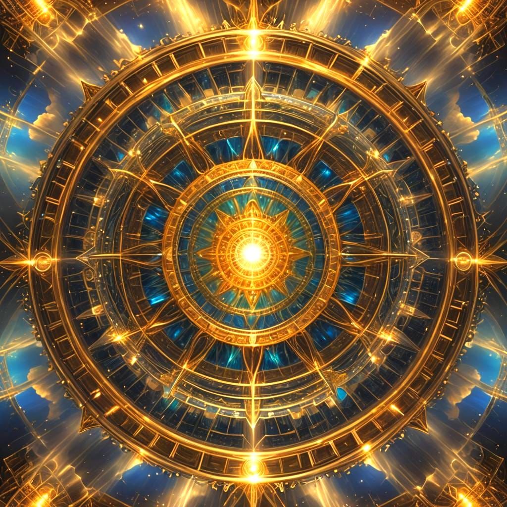 Interdimensional Mandala with Rainbow Energy Beams