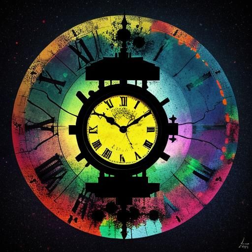 Surreal Clock Drowning in Vibrant Colors