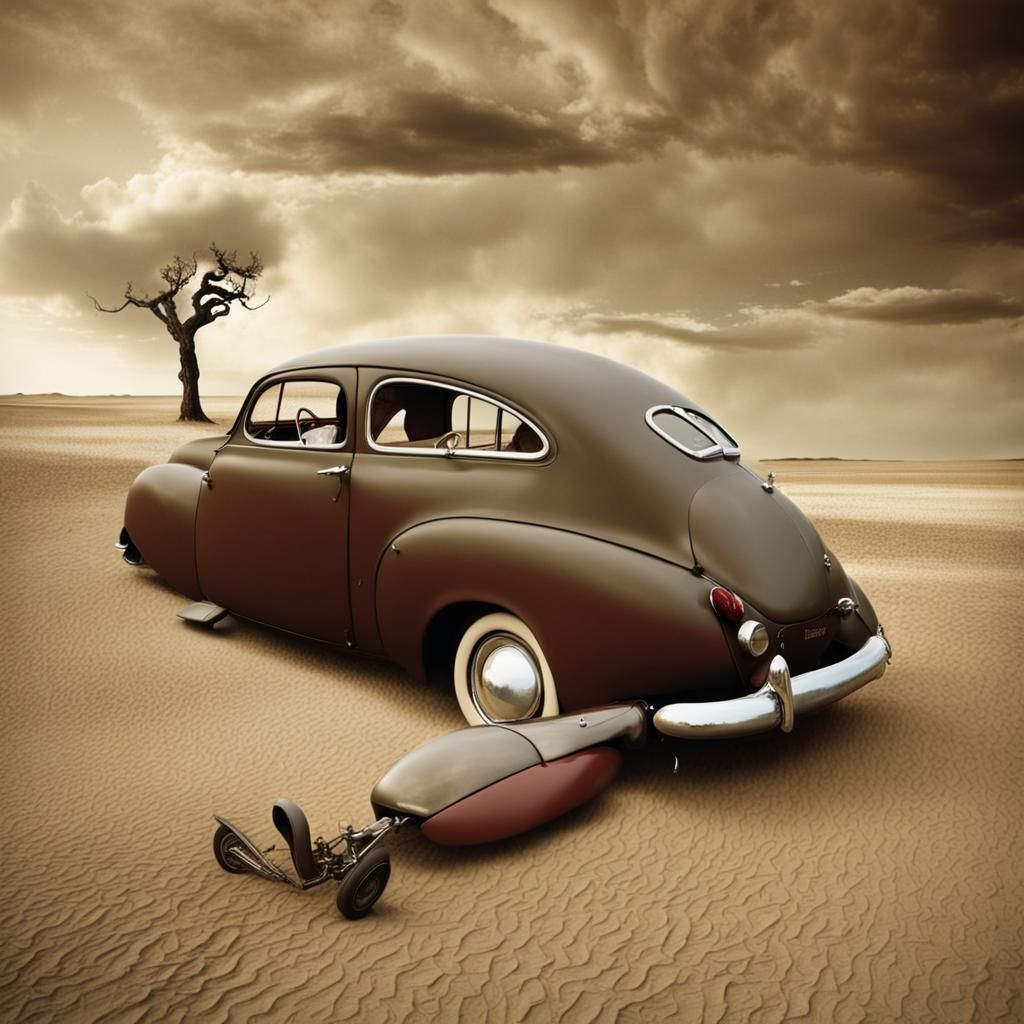 Surreal Car in Dreamscape, Dali-esque Style