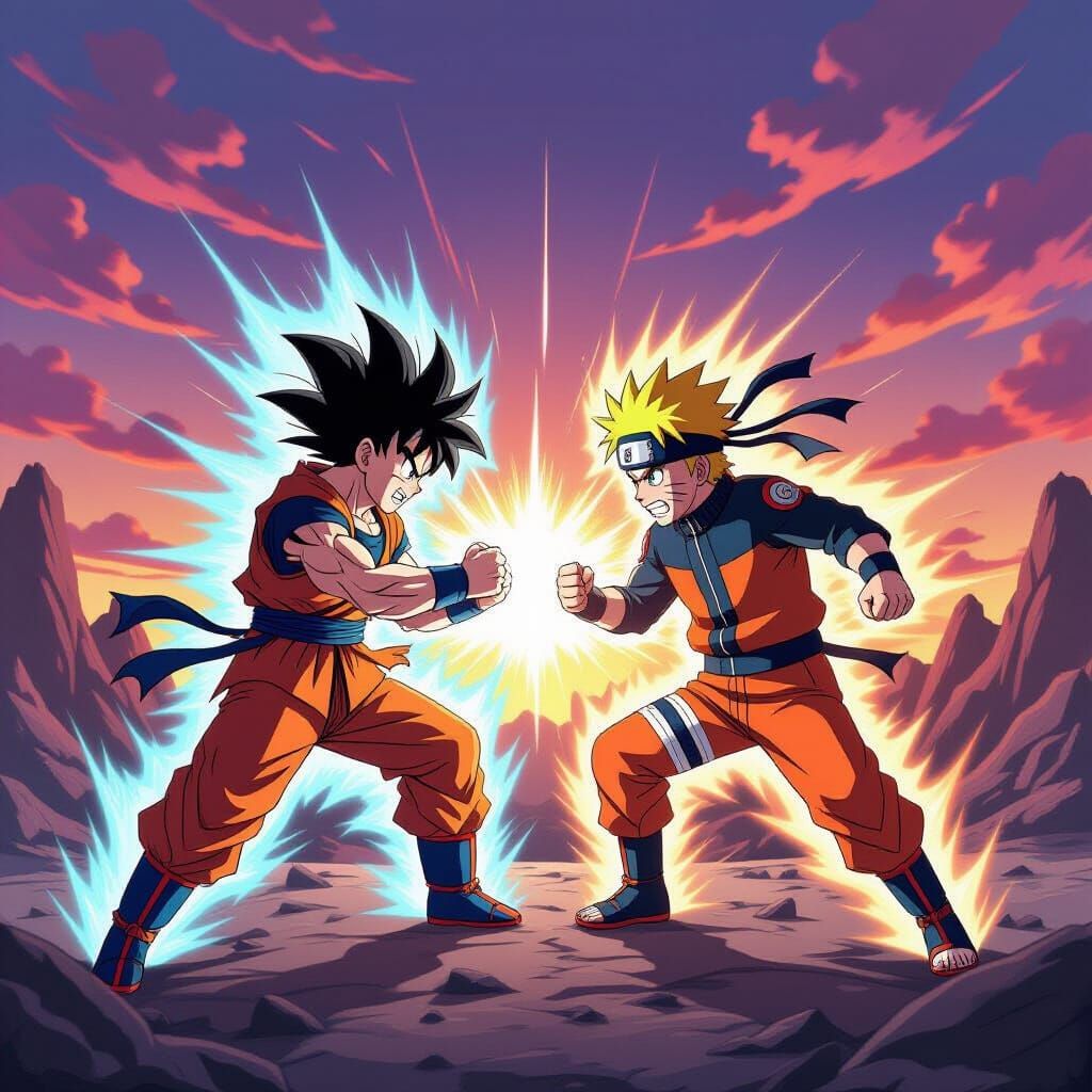 Goku vs Naruto Epic Anime Battle Illustration