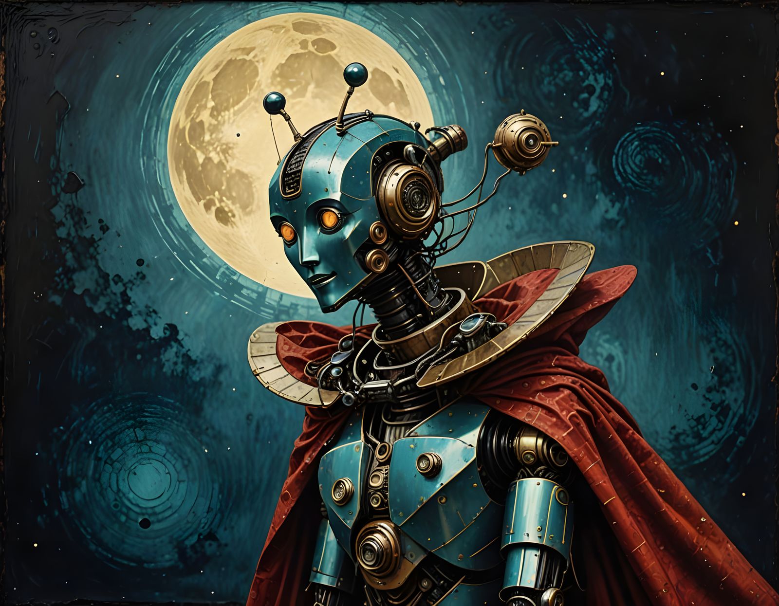 Vintage Robot on Venus Oil Painting